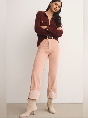 Anthropologie The Scotty Cuffed High-Rise Straight-Leg Jeans: Corduroy Edition